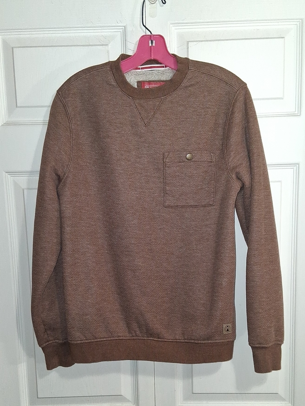 Coleman Crewneck Pocket Sweatshirt - Sherpa Lined - S - Rust Brown